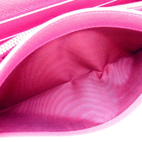 PRADA Long Wallet Logo Pink Safiano Leather Authentic - Picture 2 of 8